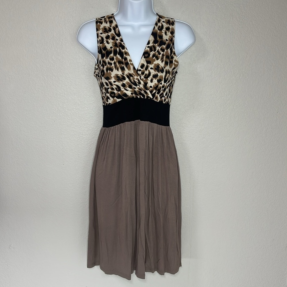NEW Matching Mommy & Me Dress Short Brown Animal Print Sleeveless V-Neck Dress